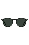 Raen Basq 50mm Polarized Round Sunglasses In Recycled Black/green Polar