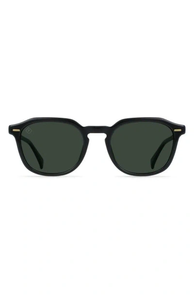 Raen Clyve 52mm Polarized Round Sunglasses In Recycled Black/ Green Polar