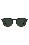 Raen Clyve 52mm Polarized Round Sunglasses In Recycled Black/green Polar