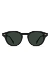 Raen Kostin Round Polarized Square Sunglasses In Recycled Black/green Polar