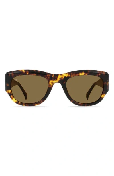 Raen Lonso 53mm Polarized Rectangular Sunglasses In Ristretto Tortoise/ Aria
