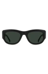 Raen Lonso Round Polarized Square Sunglasses In Recycled Black/ Green Polar