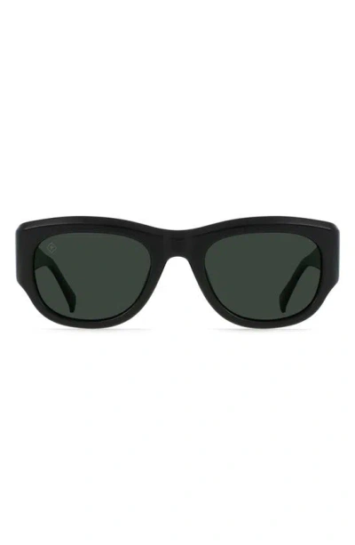 Raen Lonso Round Polarized Square Sunglasses In Recycled Black/ Green Polar