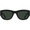 Raen Lonso Round Polarized Square Sunglasses In Recycled Black/green Polar