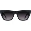 Raen Marza 53mm Square Sunglasses In Crystal Black/nimbus Mirror