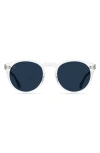 Raen Remmy 49mm Polarized Round Sunglasses In Crystal Clear/ Pol Blue Smoke