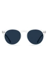 Raen Remmy 52mm Polarized Round Sunglasses In Crystal Clear/ Pol Blue Smoke