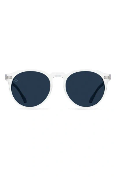 Raen Remmy 52mm Polarized Round Sunglasses In Crystal Clear/ Pol Blue Smoke