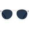 Raen Remmy 52mm Polarized Round Sunglasses In Crystal Clear/pol Blue Smoke