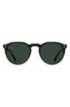 Raen Remmy 52mm Polarized Round Sunglasses In Recycled Black/green Polar