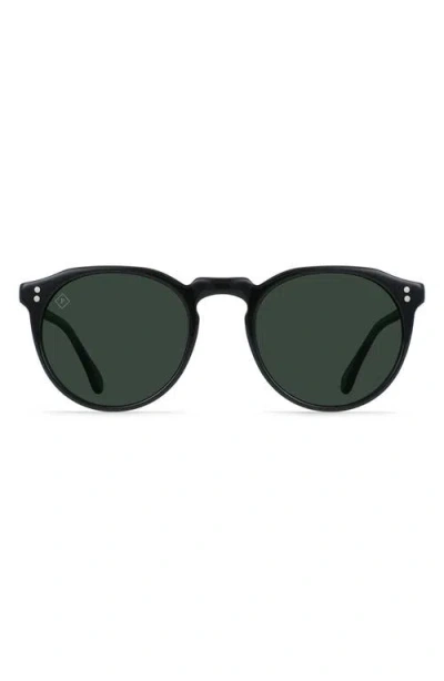 Raen Remmy 52mm Polarized Round Sunglasses In Recycled Black/green Polar