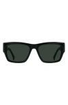Raen Rufio 55mm Polarized Rectangular Sunglasses In Recycled Black/green Polar