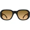 Raen Zouk Gradient Polarized Square Sunglasses In Recycled Black/reposado Grad
