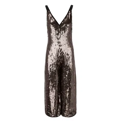 Raevynn Women's Brown Odette Jumpsuit In Chocolate Sequins