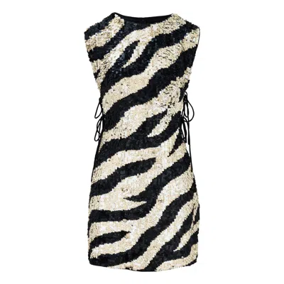 Raevynn Women's Fallon Dress In Zebra Sequin In Black