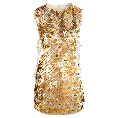 Raevynn Women's Gold Fallon Dress In Mixed Metal Sequins
