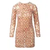 Raevynn Women's Neutrals Phaedra Dress In Latte Sequins In Brown