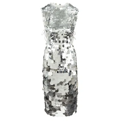 Raevynn Women's Nova Dress In Silver Disc Sequins In Metallic