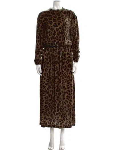 Pre-owned Raey Animal Print Long Dress In Brown