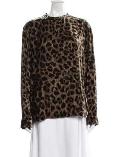 Pre-owned Raey Animal Print Mock Neck Top In Brown