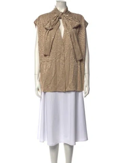 Pre-owned Raey Animal Print Tie Neck Blouse In Neutrals