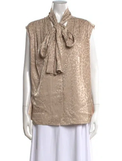 Pre-owned Raey Animal Print Tie Neck Blouse W/ Tags In Neutral