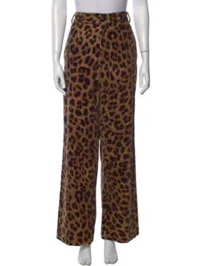 Pre-owned Raey Animal Print Wide Leg Pants In Brown