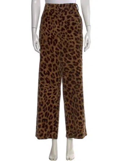 Pre-owned Raey Animal Print Wide Leg Pants In Brown