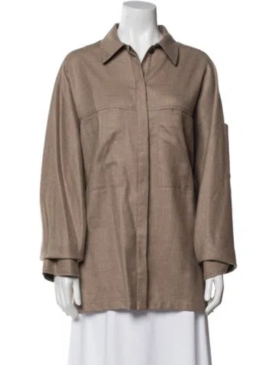 Pre-owned Raey Cashmere Long Sleeve Button-up Top In Neutral