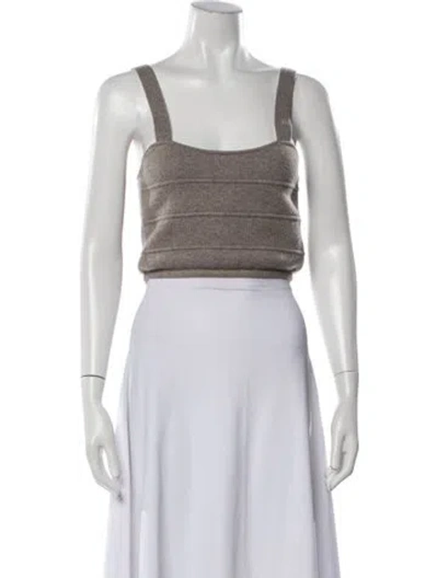 Pre-owned Raey Cashmere Square Neckline Crop Top In Black
