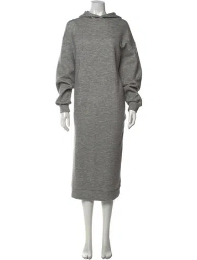 Pre-owned Raey Crew Neck Midi Length Dress In Grey