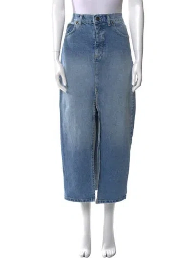 Pre-owned Raey Distressed Accents Midi Length Skirt In Blue