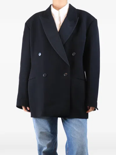 Pre-owned Raey Double-breasted Wool Jacket In Blue