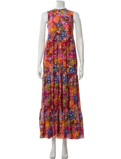 Pre-owned Raey Floral Print Long Dress In Pink