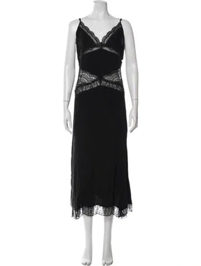 Pre-owned Raey Lace Pattern Midi Length Dress In Black