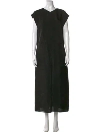 Pre-owned Raey Lace Pattern Midi Length Dress In Black