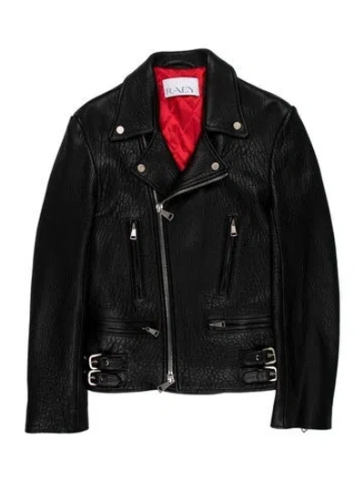 Pre-owned Raey Lambskin Biker Jacket In Black