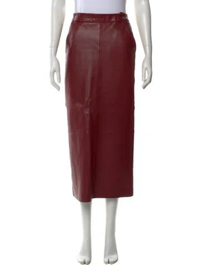 Pre-owned Raey Lambskin Midi Length Skirt In Red