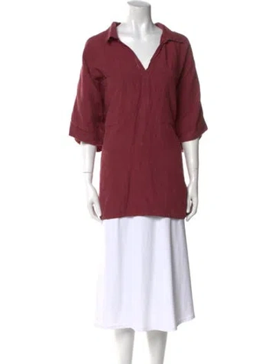 Pre-owned Raey Linen V-neck Tunic In Burgundy