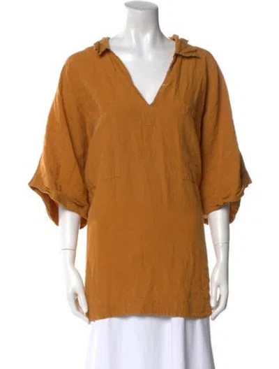 Pre-owned Raey Linen V-neck Tunic In Orange