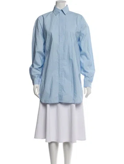 Pre-owned Raey Long Sleeve Button-up Top In Blue