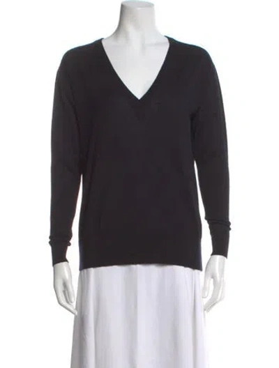 Pre-owned Raey Merino Wool V-neck Sweater In Black