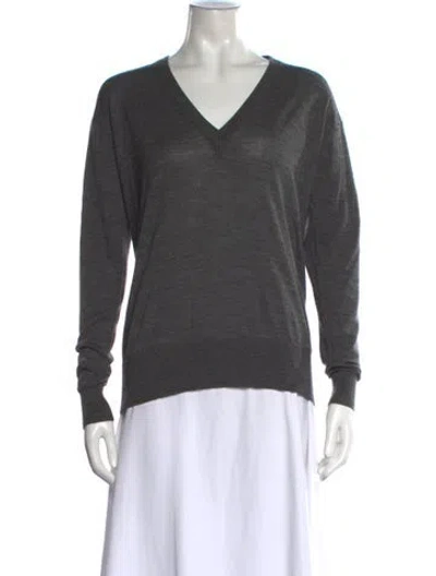 Pre-owned Raey Merino Wool V-neck Sweater In Grey