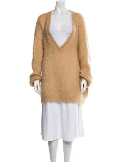 Pre-owned Raey Mohair V-neck Sweater In Neutrals