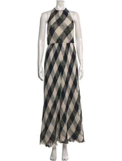 Pre-owned Raey Plaid Print Long Dress In Neutral