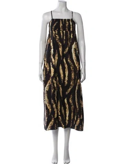 Pre-owned Raey Printed Midi Length Dress In Brown