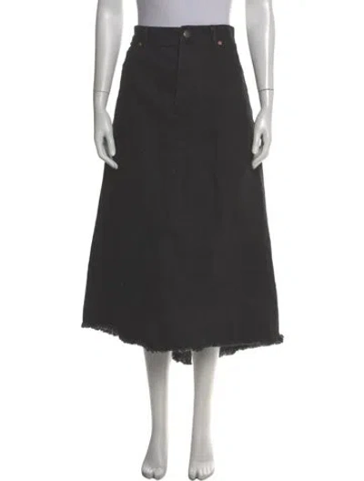 Pre-owned Raey Raw-edge Trim Midi Length Skirt In Gray