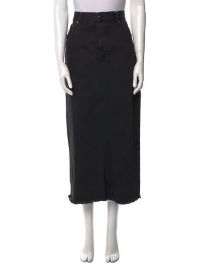 Pre-owned Raey Raw-edge Trim Midi Length Skirt W/ Tags In Black