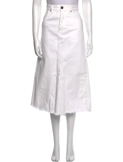 Pre-owned Raey Raw-edge Trim Midi Length Skirt In White