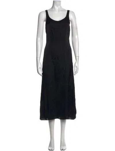 Pre-owned Raey Scoop Neck Midi Length Dress In Black